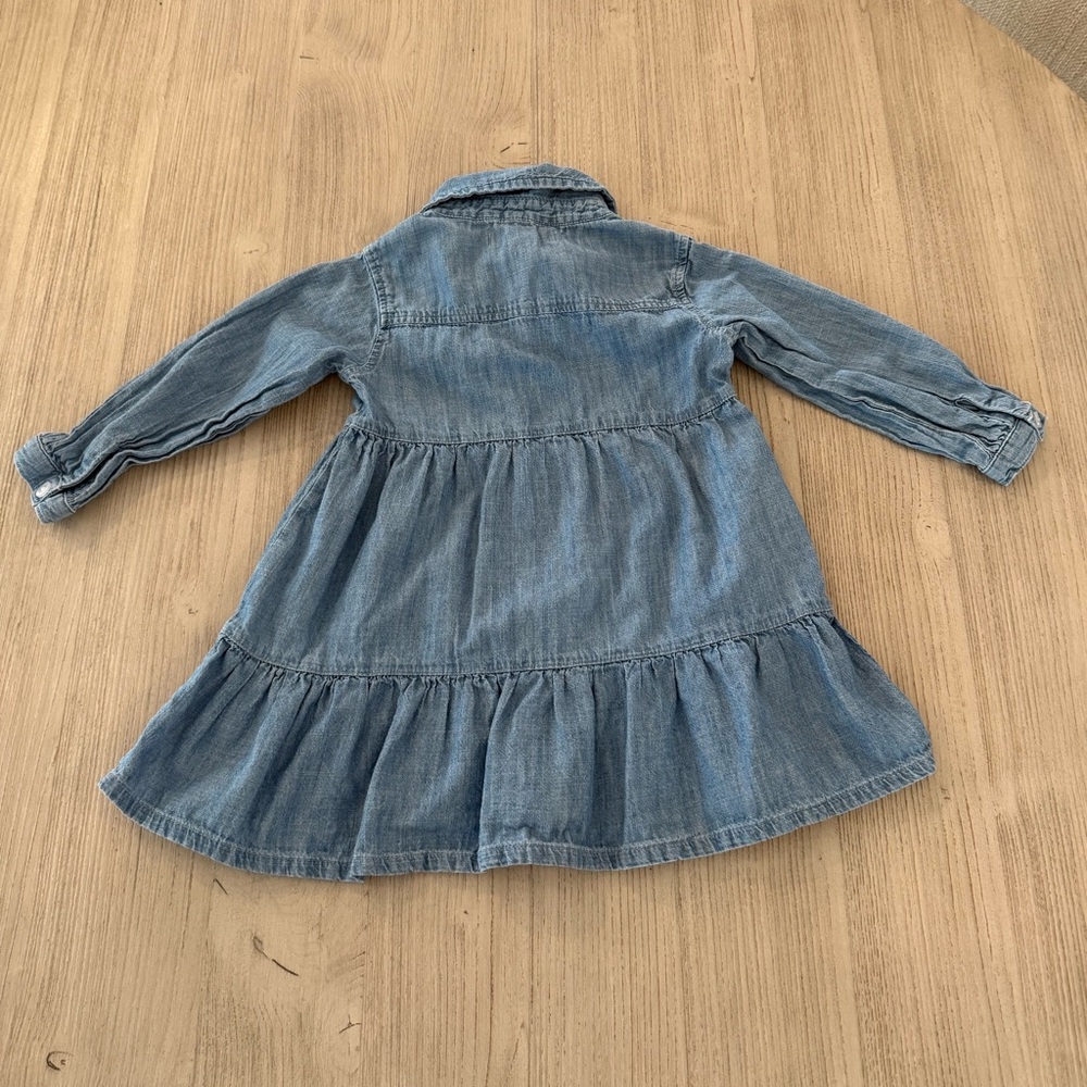 Long sleeve, denim shirt dress with matching bloomers - Picture 2 of 5